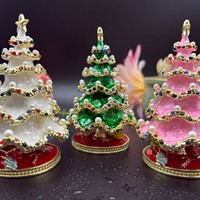 Emaille Weihnachts baum Halskette Ring Aufbewahrung sbox Handwerk Großhandel