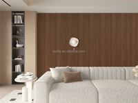 Revêtement mural intérieur WPC, panneau rainuré à grain de bois, écologique, imperméable, pour villa, hôtel, mur de fond de télévision, vente en gros