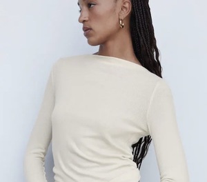 Fabrication de <span class=keywords><strong>t</strong></span>-shirts personnalisés logo personnalisé coton femmes encolure bateau plaine manches longues femmes automne <span class=keywords><strong>t</strong></span>-<span class=keywords><strong>shirt</strong></span> - Product Image 3