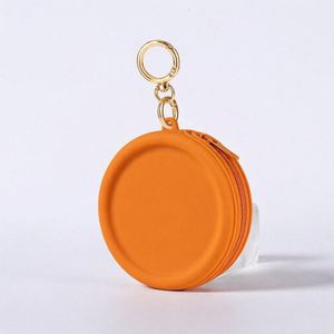 Bolsa de Maquillaje Circular de Silicona, Color Sólido, para Audífonos, Cables de Datos, Portátil, con Cierre y Llavero, en Stock - Product Image 4
