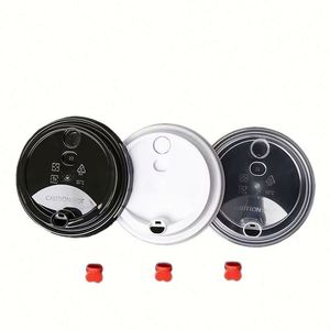 Couvercles de gobelets en plastique PP transparents, noirs, blancs, rouges, en forme de cœur, de 90 mm, 95 mm, 98 mm, avec couvercle pour paille, usage industriel, anti-fuite, qualité alimentaire, pour café - Product Image 1