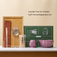 Ensemble de bols à matcha en céramique de style japonais, 6 pièces, kit d'outils à matcha, cuillère à thé, fouet, support, ensemble pour la maison, kits d'outils à matcha