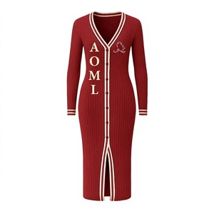 Delta griego personalizado | Sigma | Theta DST Sorority ropa bordada algodón largo cárdigan vestido Maxi suéter - Product Image 1