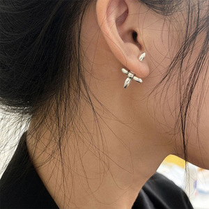 S925 Sterling Silver Cross Stud <b>Earrings</b> Geometric Design For Gift 925 Silver Ear <b>Post</b> - Product Image 3