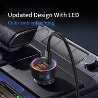 90W 3-Port Dual USB-A Single USB-C Lampu LED PD QC Pengisian Daya Super Cepat Adaptor Charger Mobil Satu Paket dari Pabrik