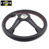 Volant en aluminium 14 pouces, 350mm, universel, JDM, voiture de course, dérive en maïs profond, Logo