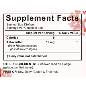 Complément Antioxydant Astaxanthine en Gélules Souples – Formule Personnalisée OEM, Marque Privée – Santé des Yeux, de la Peau, des Articulations et du Cerveau – Fabricant en Gros - Product Image 3