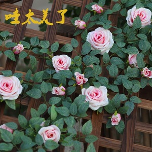 Rosas Artificiales Qianqi, Guirnaldas de Plástico, Flores Decorativas para Pared, Balcón, Boda, Decoración del Hogar - Product Image 3