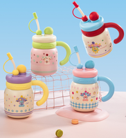 Haute valeur mignon dessin animé nouveau fruit Tube d'aspiration tasse poignée Portable pour filles tasse d'eau conservation de la chaleur stockage à froid Camping