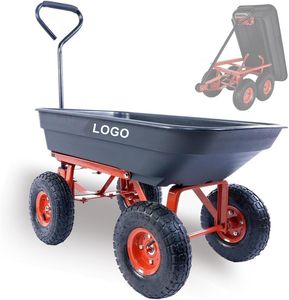 Easy Moving Cargo Truck Steel Frame <strong>Wheelbarrow</strong> with Four-Wheel Roll Container Utility Tralier Garden Dump Cart for Home Use - Product Image 1