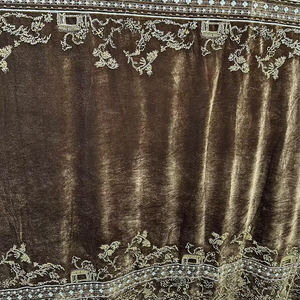 <span class=keywords><strong>Tissu</strong></span> élégant de broderie de perles de <span class=keywords><strong>pavillon</strong></span> d'or de velours pour des robes d'automne hiver vêtements de soirée formels de femmes - Product Image 6