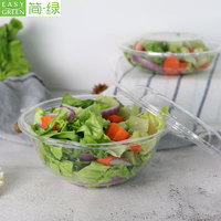 Bols à salade jetables transparents écologiques HS-01 en PET avec couvercle, contenants à emporter pour gâteaux, salades de fruits, repas et aliments pour animaux de compagnie