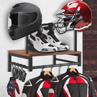 Présentoir en métal personnalisé cintre de rangement pour casque de moto support de casque de sécurité en bois support mural
