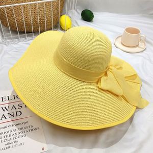 Wholesale Beach Seaside Vacation <b>Summer</b> Women <b>Straw</b> <b>Hat</b> Bowknot Wide Brim <b>Summer</b> Beach Floppy Gorras - Product Image 6