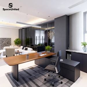 Meubles de bureau SpaceUnited Chine, comptoir en bois grainé, bureau de direction moderne - Product Image 2