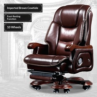 Fauteuil de bureau exécutif en cuir avec massage, ergonomique, dossier haut, inclinable et pivotant pour bureau à domicile, vente en gros