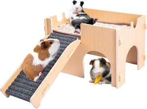 Covo di porcellini d'India in legno grande castello di porcellini d'India staccabile a due piani casa di porcellini d'India per coniglietto criceto - Product Image 2