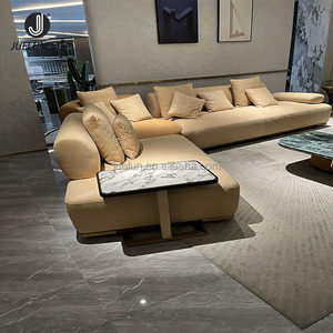 Canapé d'angle en cuir moderne et très confortable pour salon, canapé en forme de L pour salon - Product Image 2