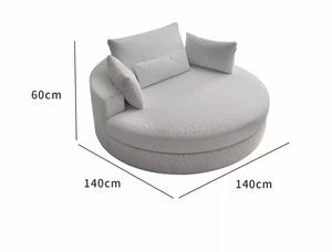 Sofá Redondo de Lujo de 140 cm de Diámetro, Relleno de Espuma Comprimida de 5 Capas, Sofá Redondo Cómodo con Cojines Decorativos - Product Image 4