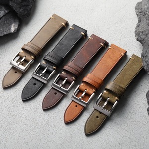 Bracelet <span class=keywords><strong>de</strong></span> montre vintage italien <span class=keywords><strong>de</strong></span> haute qualité pour homme en cuir huilé ciré, tailles 18mm 19mm 20mm 21mm 22mm, à dégagement rapide, souple - Product Image 1