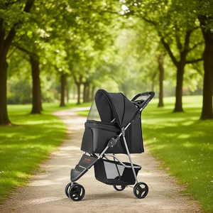 Poussette pliable à 3 roues pour animaux de compagnie Vevor, capacité moyenne de 35 lb, transporteur de chien pour voyages en plein air avec frein - Product Image 2
