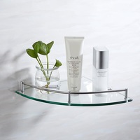 Étagère de douche triangulaire murale en acier inoxydable et verre, moderne, à un seul niveau, pour une utilisation en appartement, durable