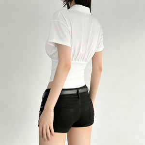 Mono de Mujer con Cuello Polo, Color Sólido, Cintura Ajustada, Estilo Casual y Elegante para Oficina, con Cinturón - Product Image 5