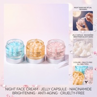 Crème de Nuit Éclaircissante, Hydratante et Anti-Âge au Niacinamide et Collagène Rose en Capsules, Sans Cruauté Animale, pour Tous Types de Peaux