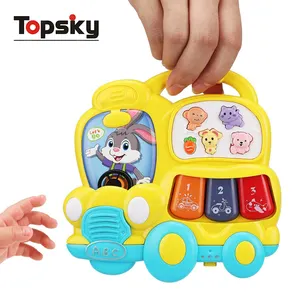 Pädagogische Schule Musical Mini Bus Spielzeug Kinder Elektronische Orgel Klavier Tastaturen Sounds Baby Musik Spielzeug mit Lichtern Tier plastik