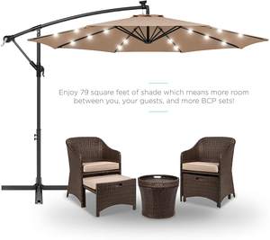 Sombrilla LED alimentada por energía Solar para <span class=keywords><strong>patio</strong></span> exterior, farol colgante de mercado para <span class=keywords><strong>Patio</strong></span> trasero, 10 pies - Product Image 3