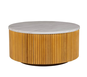 Modern <b>White</b> Marble <b>Round</b> Coffee <b>Table</b> with Storage Living Room Furniture Decorative & Eco-Friendly - Product Image 6