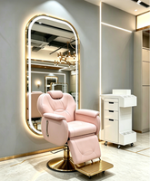 Miroir de Coiffure LED Style Moderne avec Table et Lumières en Verre – Mobilier Personnalisé pour Salon de Coiffure, Maquillage, École et Salon