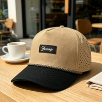 Casquettes de baseball ajustables à visière plate, perforées, avec cordon, style A-Frame, 5 panneaux, personnalisées pour le golf, OEM, marque privée, vente en gros