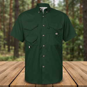 Camisa de Pesca de Manga Corta para Hombre, Color Verde Oscuro, con Botones, de Secado Rápido, Protección Solar UPF 50, para Actividades al Aire Libre - Product Image 3
