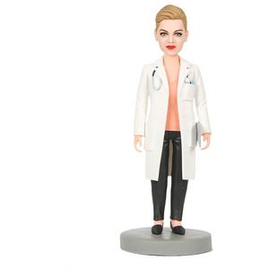Statuette personnalisée en pâte polymère style Q, figurine bobblehead faite à la main, cadeau souvenir Saint-Valentin pour médecin - Product Image 2