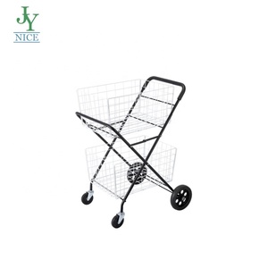 Carrito de Compras Plegable de Metal con Ruedas y Red de Almacenamiento para Gimnasio, Tenis y Supermercado, Personalizable - Product Image 5