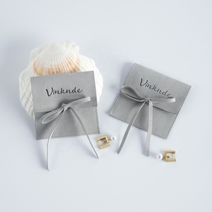 Luxury Gray 6x6 cm Flap Pouch Customized Suede <b>Envelope</b> Luxury <b>Gift</b> Bags for Jewelry Packaging Jewelry Container - Product Image 6