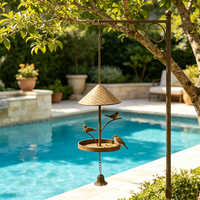 Mangeoire à oiseaux suspendue vintage personnalisable en métal avec cloche et ornement d'oiseau, décoration en fer pour jardin et véranda