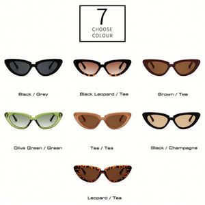 Gafas de Sol de Moda 2022 con Logotipo Personalizado, Montura Grande, Color Verde Oliva, Gafas de Sol de Ojo de Gato Coloridas para Mujer - Product Image 5