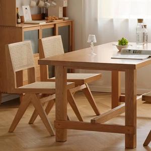 Chaise en rotin sans bras en bois massif chaise en rotin à dossier simple chaise design de jardin pour café - Product Image 4