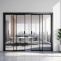 Porte coulissante en verre en alliage d'aluminium avec isolation acoustique, cadre blanc moderne HDSAFE SA8610C-W, pour la maison, le bureau, l'hôtel, la salle de réunion