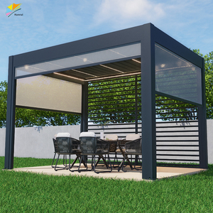 Hanrui Ce Certifié Smart Automatique Motorisé Intimité Zip Screen Roller Stores Louvre pour l'Extérieur Bioclimatique Pergolas en Aluminium - Product Image 5