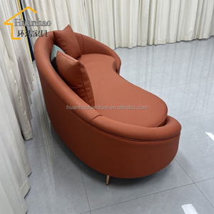 Sofá Curvo en Forma de C de Cuero Italiano de Lujo, Sofá de Salón para Sala de Espera, Sofá de Media Luna para Sala de Estar, Sin Reseñas Aún - Product Image 4