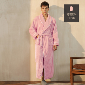 Robe de chambre longue en flanelle douce et chaude pour femme, peignoir de <span class=keywords><strong>spa</strong></span>, vêtement de nuit d'hiver - Product Image 4