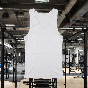 Unisex <b>White</b> Cotton <b>Tank</b> <b>Top</b> Solid Color Sleeveless O-Neck Breathable Casual Workout Vest Gym Training Shirt - Product Image 3