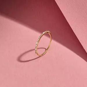 14k Solid Gold Minimal Wedding <b>Ring</b> <b>Thin</b> Stacking Half eternity, vermeil Dainty Baguette <b>Ring</b> with Lab Grown Diamond - Product Image 6