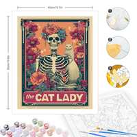 CHENISTORY Peinture par numéros DIY, motif Halloween, crâne sur numéros pour adultes, peinture acrylique DIY