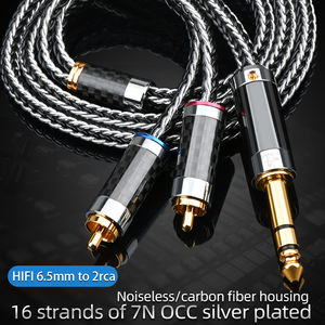ATAUDIO <span class=keywords><strong>HIFI</strong></span> 6.5mm à 2 RCA Jack câble Audio 7N OCC plaqué argent Amp ligne de connexion fil de casque câble d'écouteur - Product Image 2