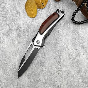 سكين جيب قابل للطي محمول للصيد والتخييم مصنوع من فولاذ 5Cr13Mov وفولاذ 420 مع مقبض خشبي ملون - Product Image 6