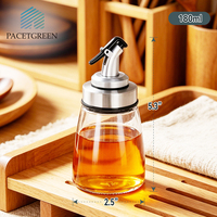 Ensemble de 2 cruches à huile et vinaigre en acier inoxydable, bouteilles modernes en verre pour table à manger, distributeurs d'huile en verre avec bec verseur